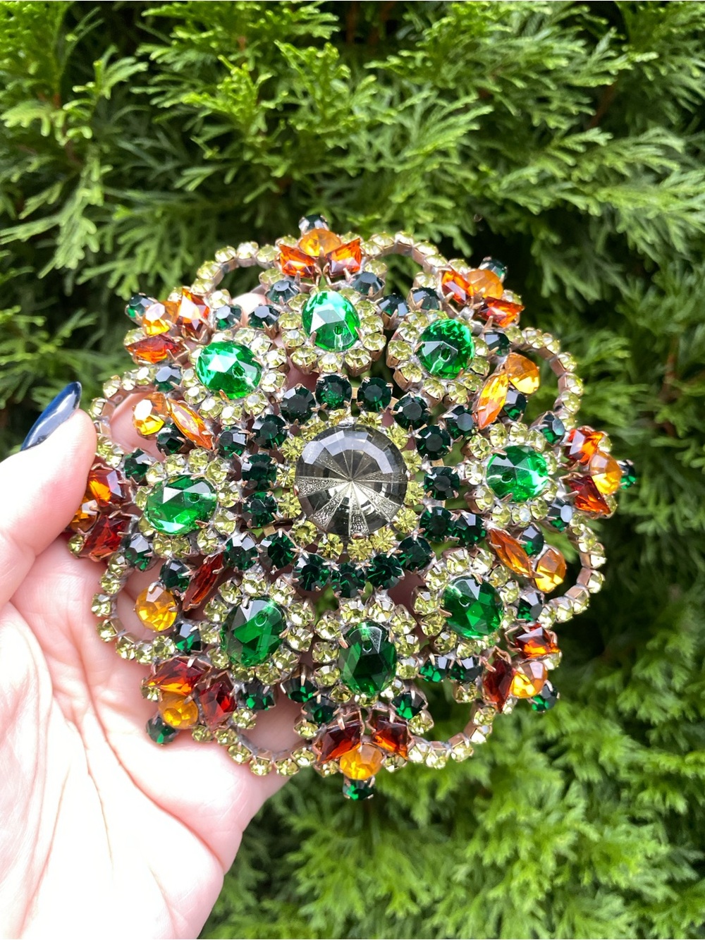 Vintage Oversized Czech Glass Brooch- Bijoux MG